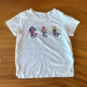 Hanna Andersson White Tee with Striped Mermaids
